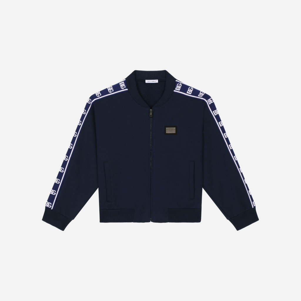 dolce&gabbana 徽标侧带平纹针织拉链卫衣-d&g杜嘉班纳