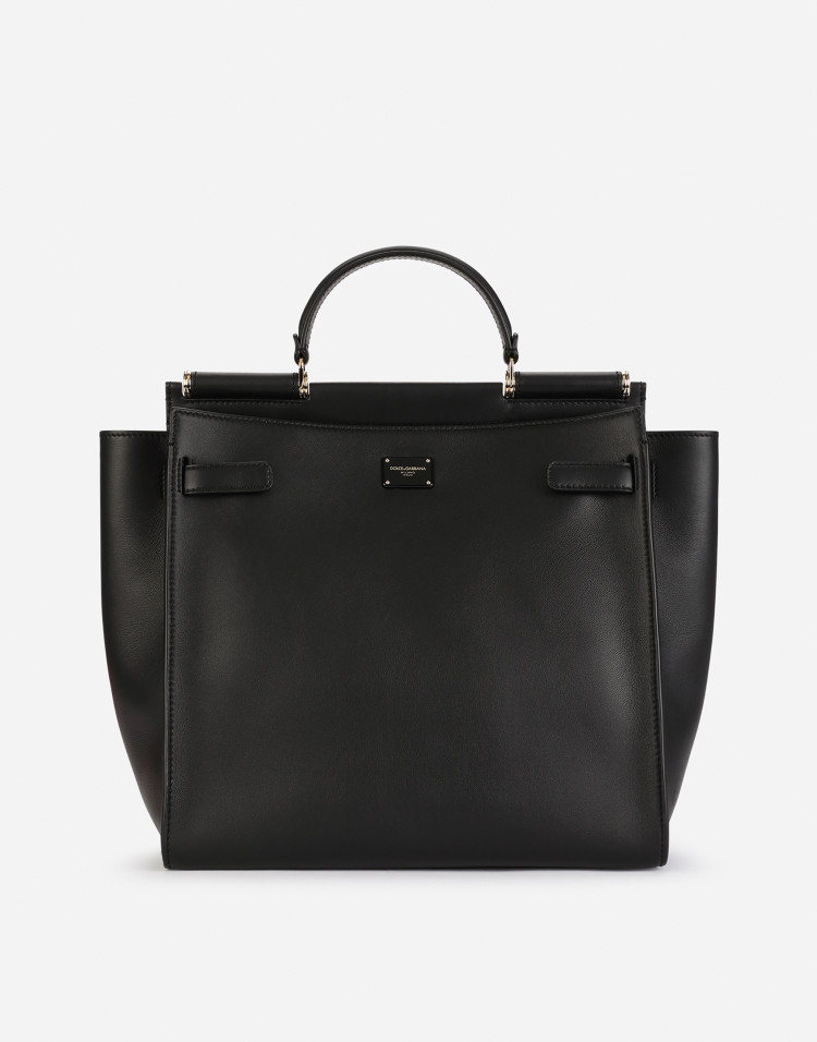 SICILY SOFT 搪瓷标牌牛皮革手袋