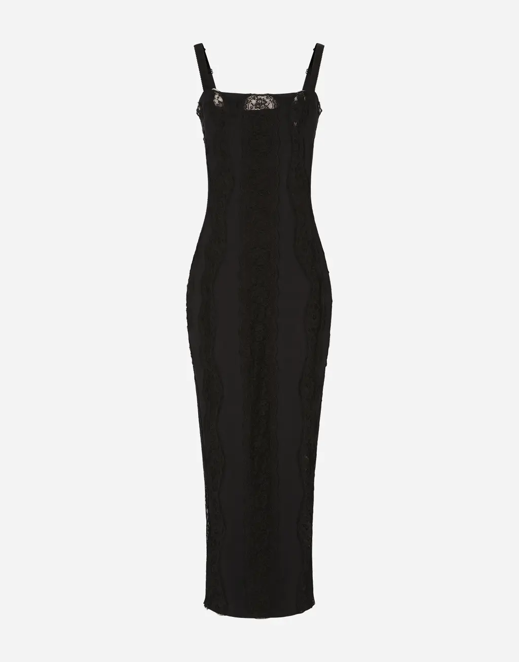 【蕾丝裙】蕾丝嵌花平纹针织中长款连衣裙