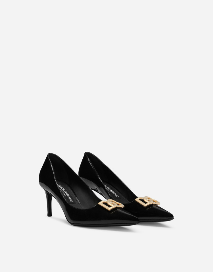 亮泽牛皮革高跟鞋