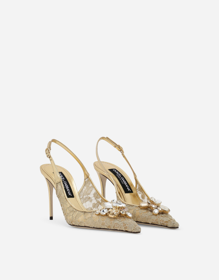 Rainbow 金银线蕾丝后系带鞋