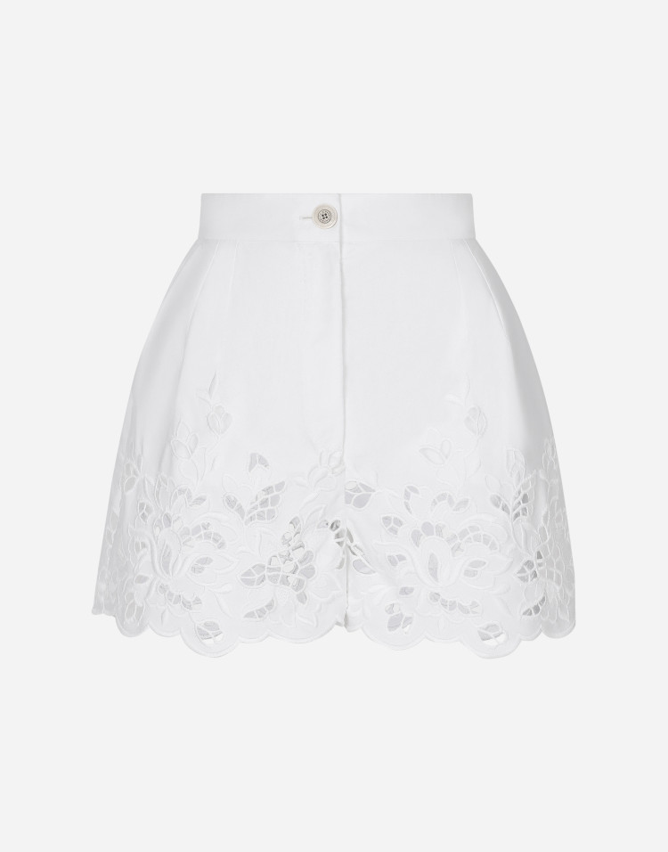 挖剪刺绣棉质短裤