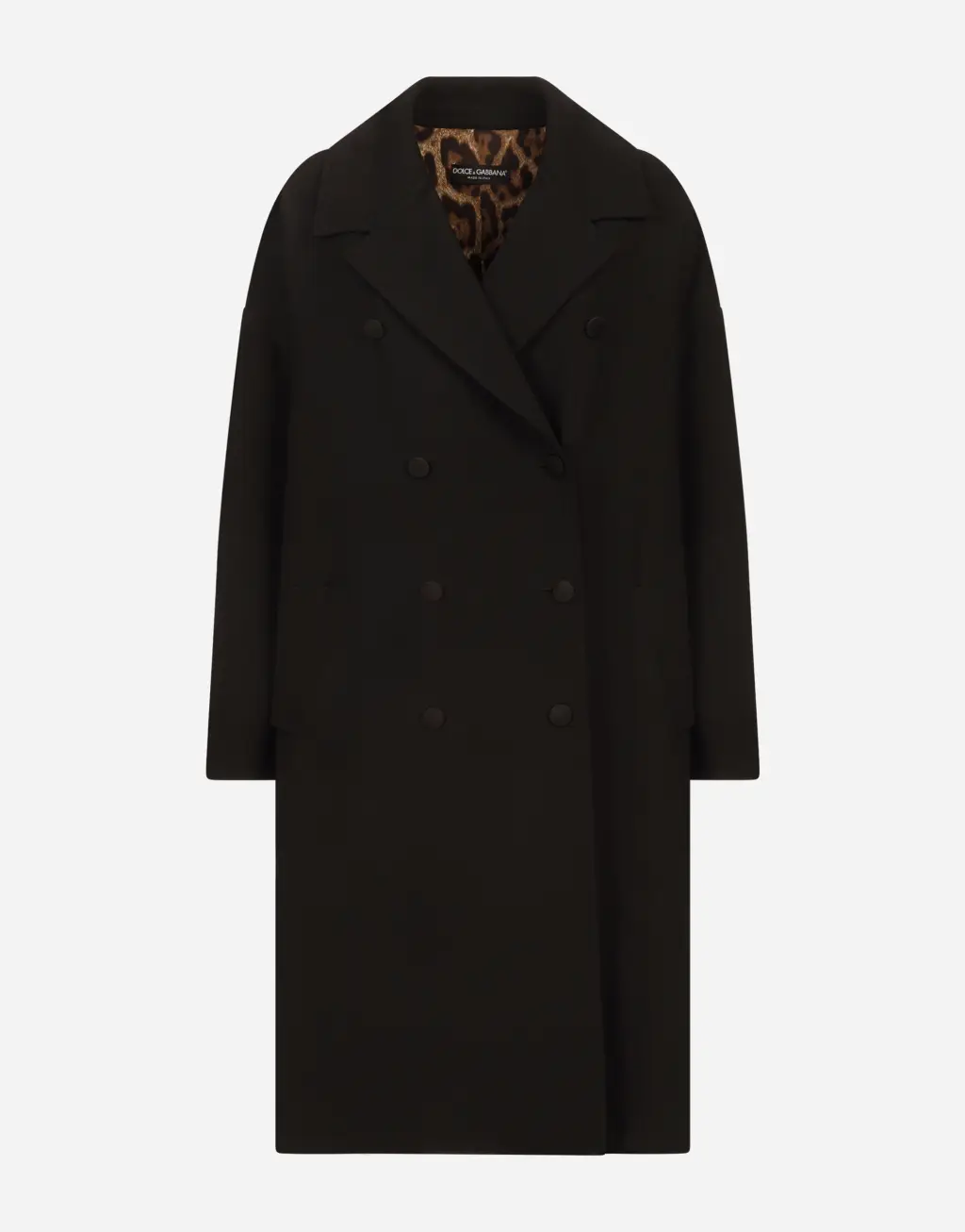 阔型绉绸双排扣大衣