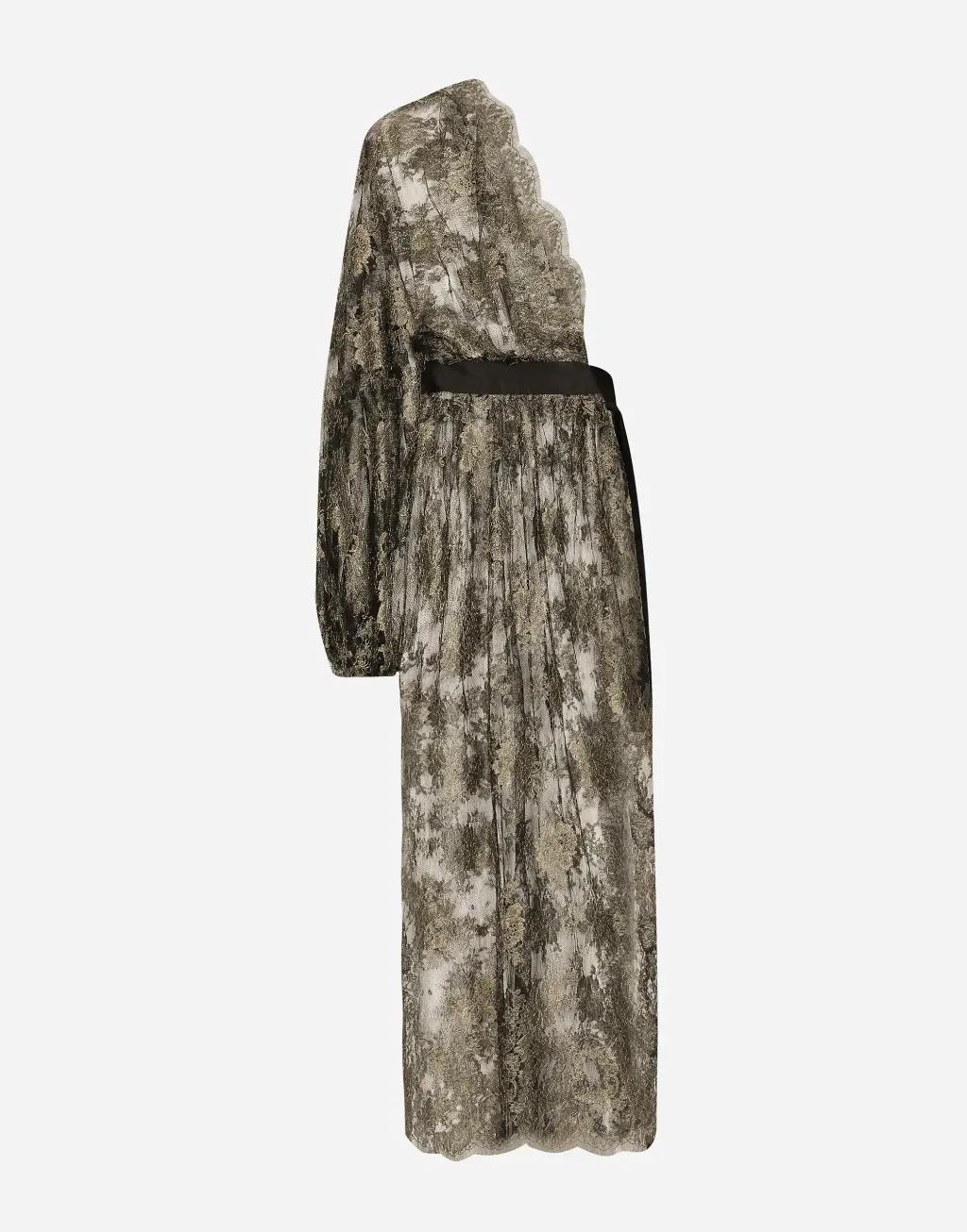 【蕾丝裙】金银线 Chantilly 蕾丝单肩中长连衣裙