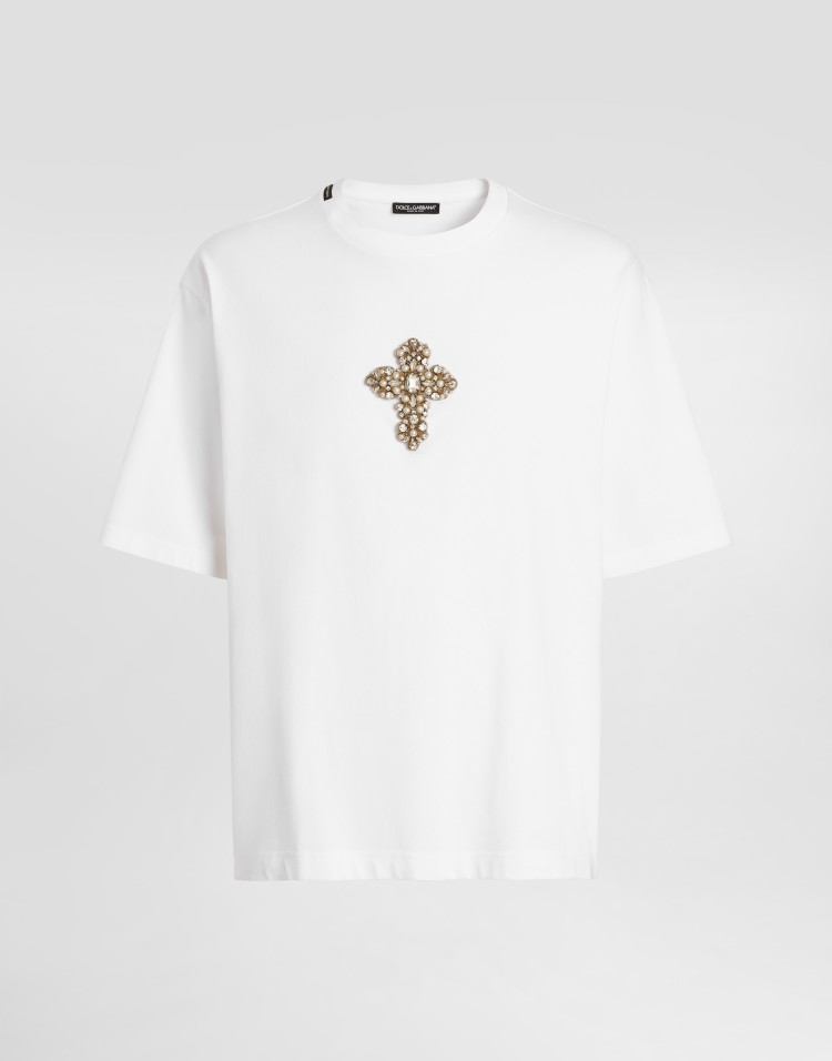 华美拼饰棉质 T 恤