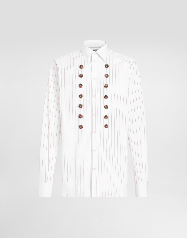 珠宝细节条纹棉质衬衫