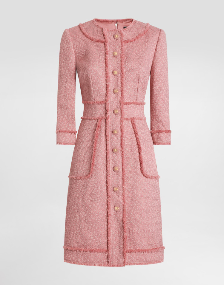 【粗花呢】Rachel 粗花呢 A 字衬衫式半袖连衣裙