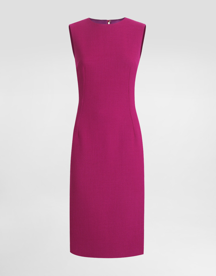 羊毛绉绸直筒中长连衣裙