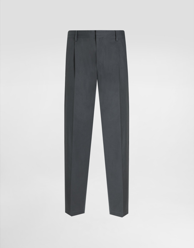 标牌棉质褶饰精裁长裤