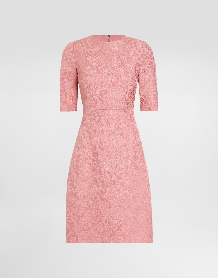 花卉提花收腰迷笛连衣裙