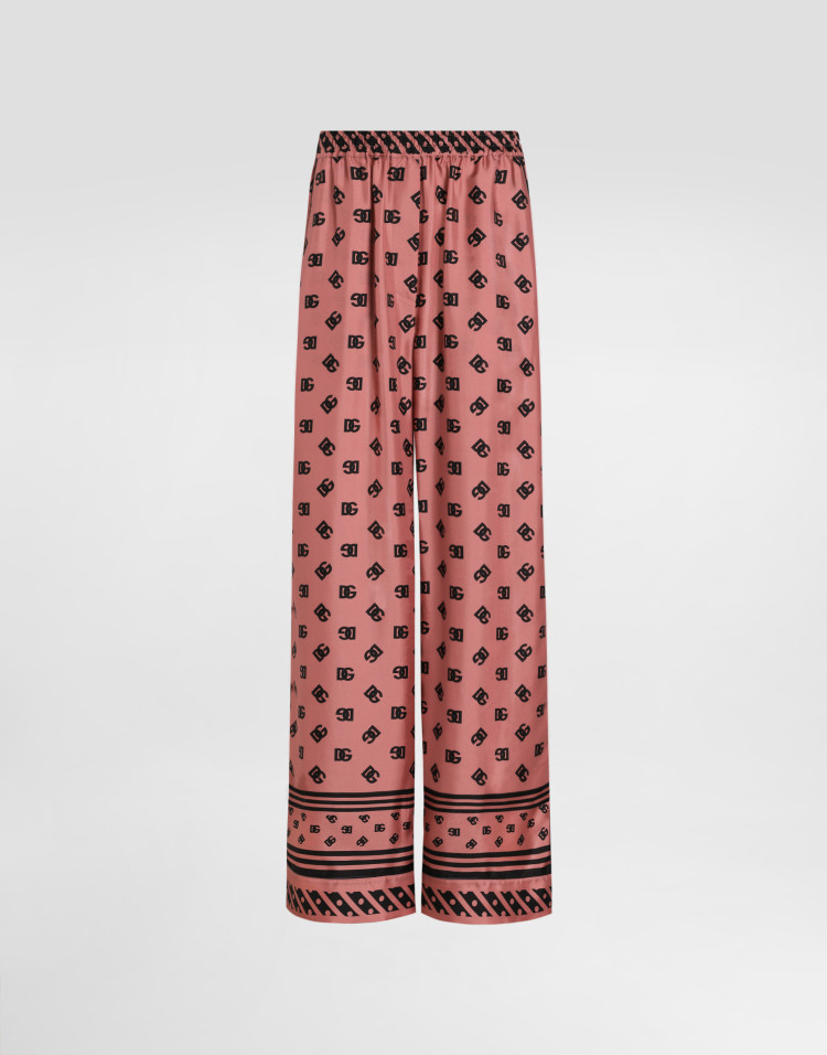 整体 DG 徽标提花丝缎睡裤