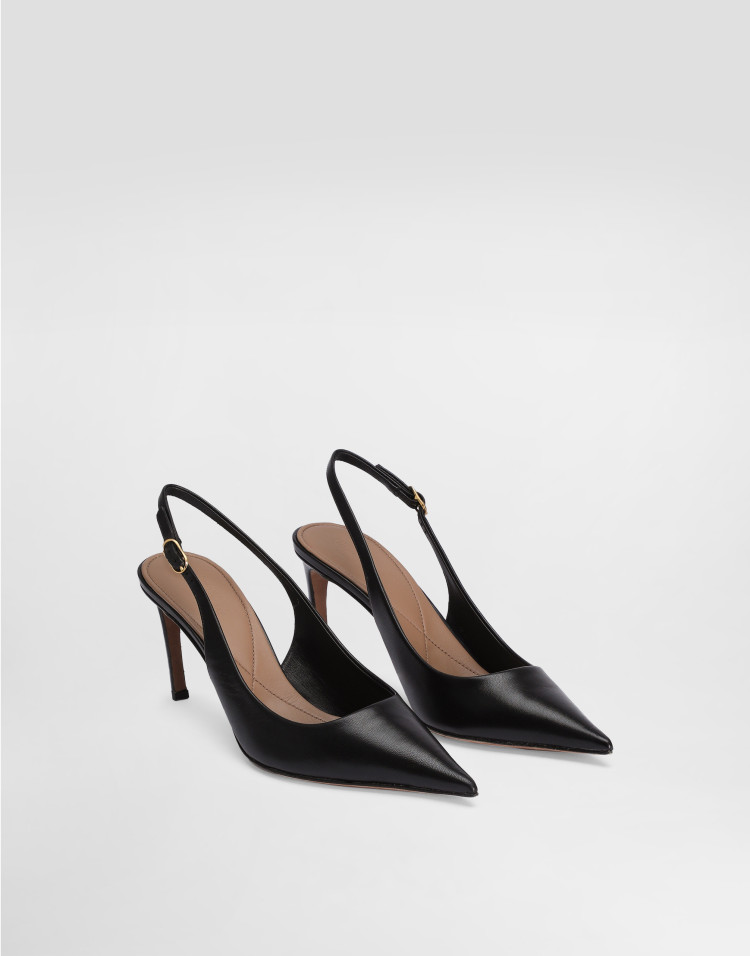 亮泽羊皮革后系带鞋