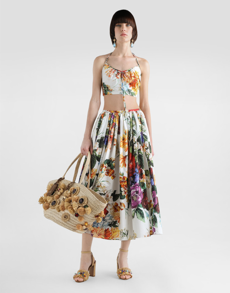 花束印花迷笛半裙