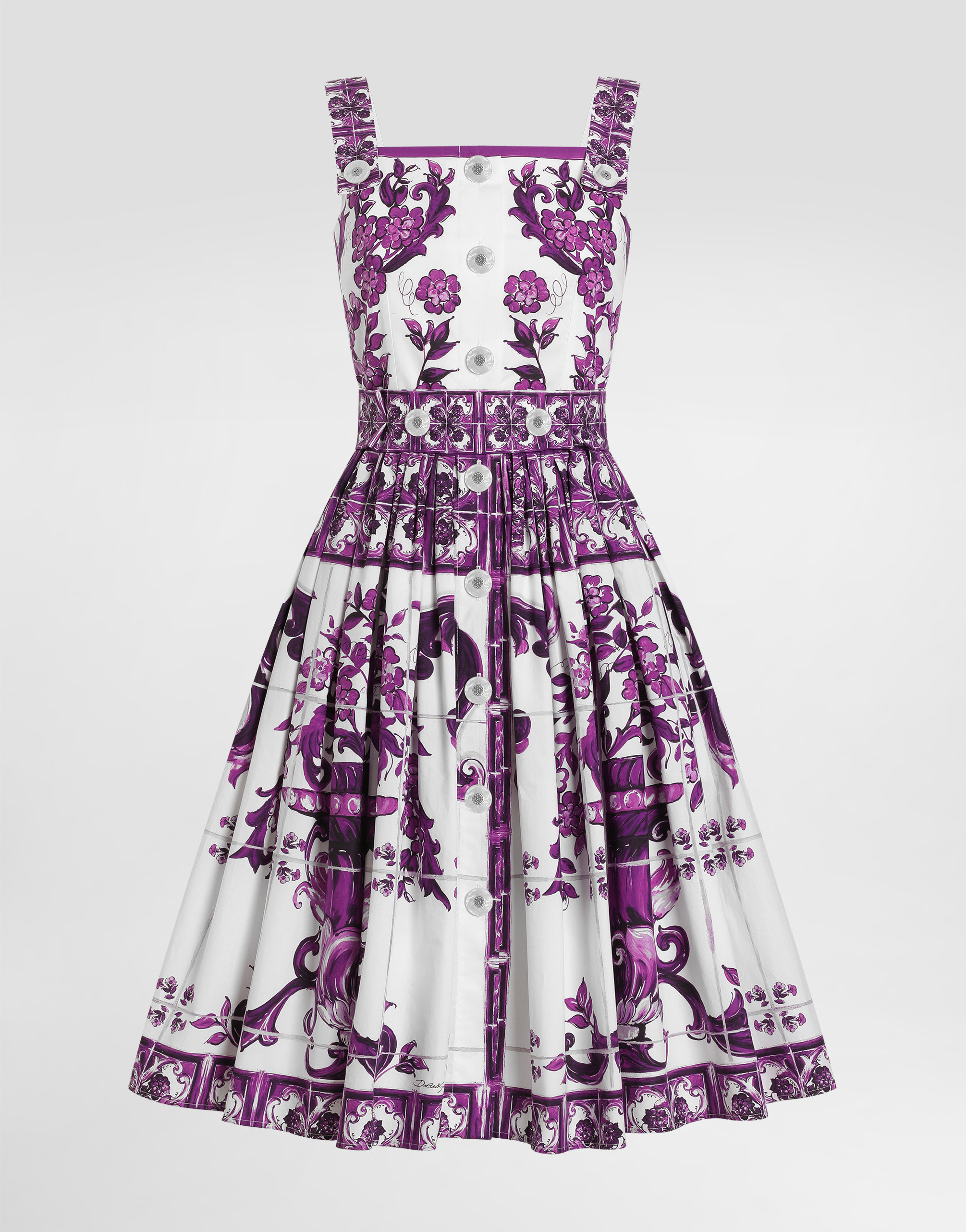 【棉府绸】马约利卡印花府绸吊带连衣裙