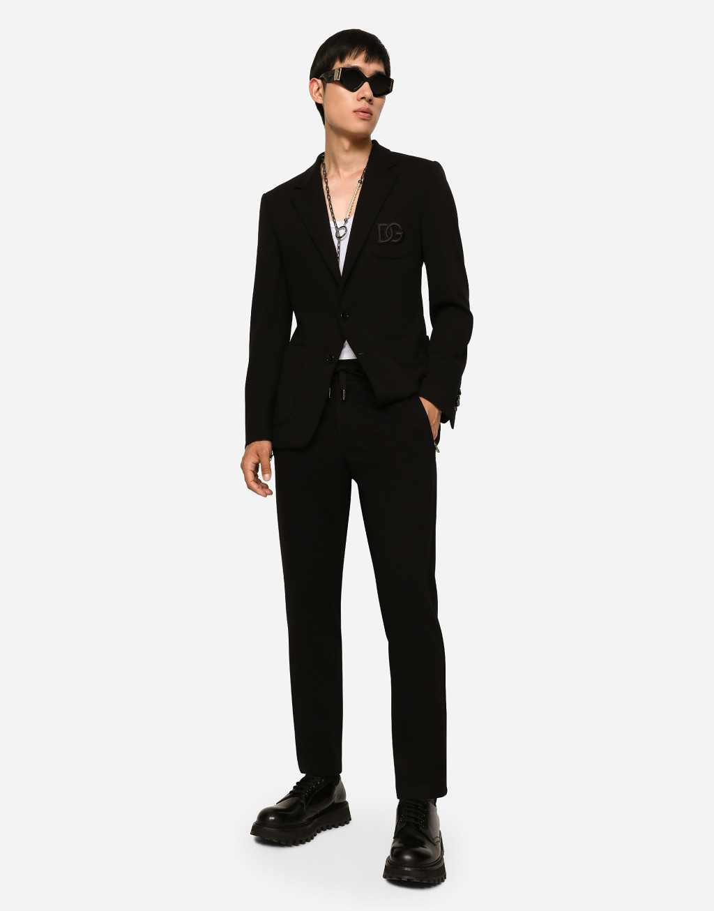 DG 拼饰平纹针织慢跑裤6