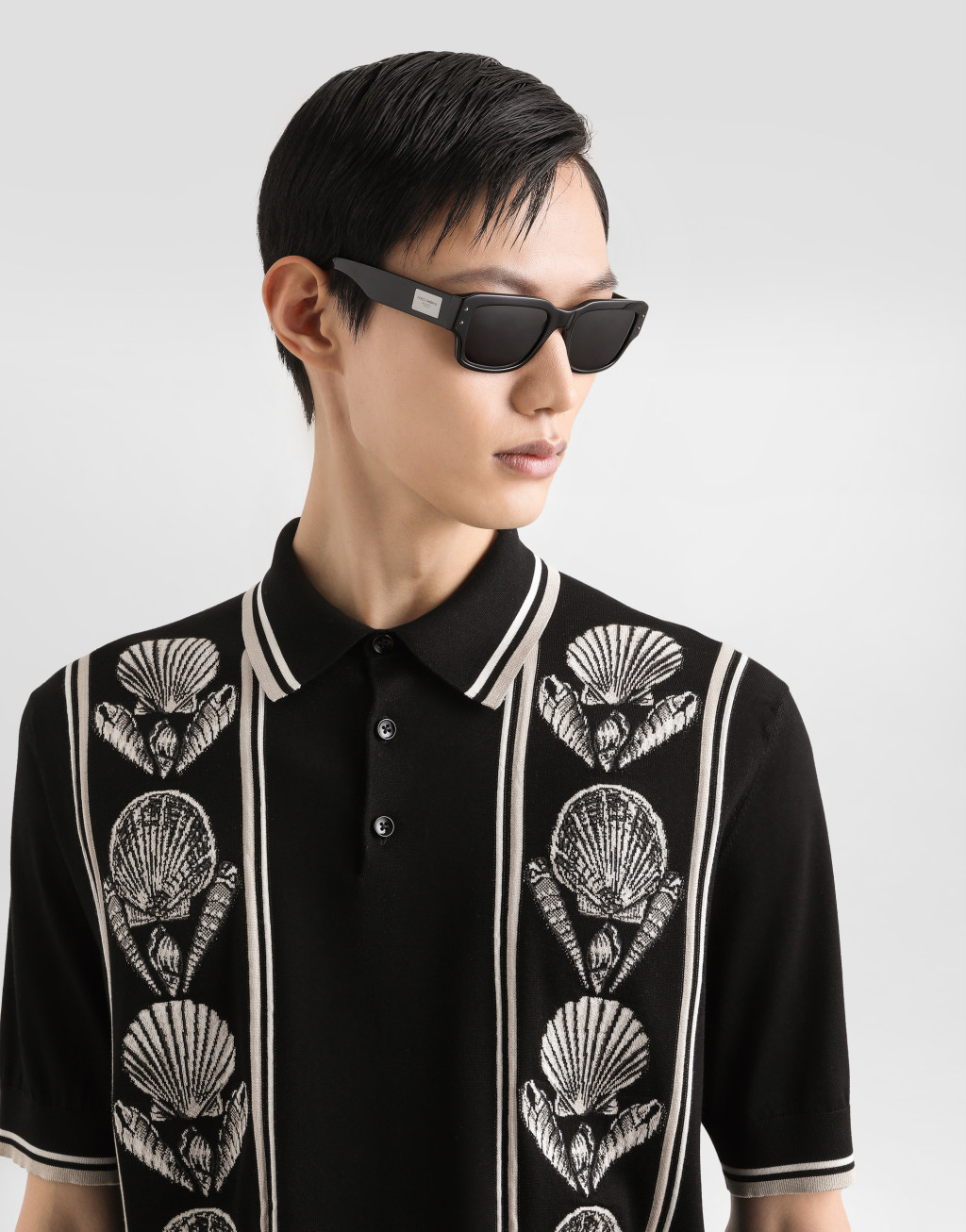 嵌花缎纹真丝 Polo 衫4
