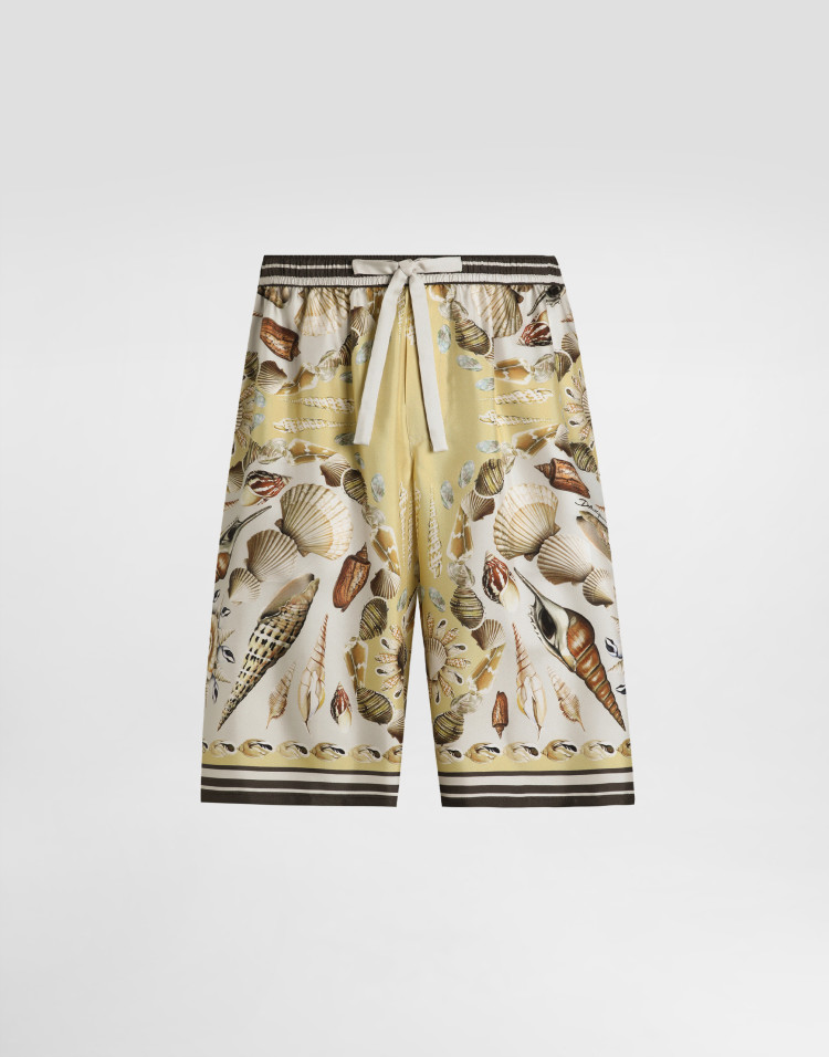 印花真丝斜纹短裤