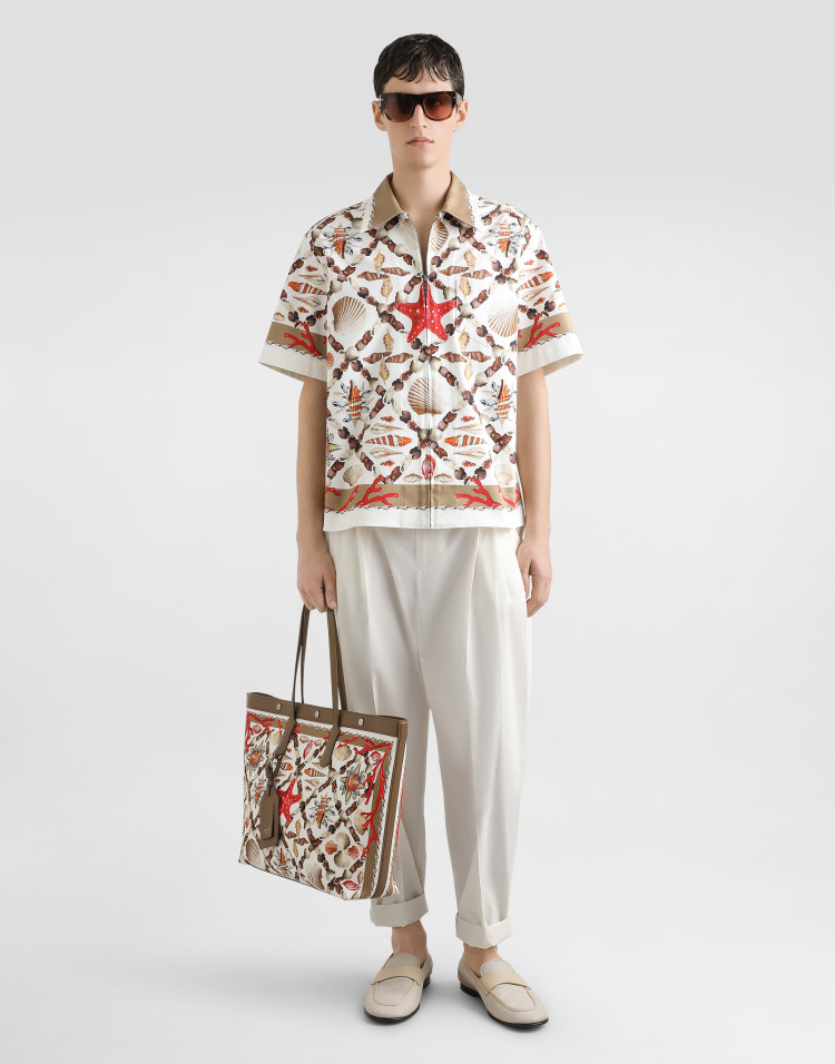 弹力贝壳印花 Hawaii 衬衫
