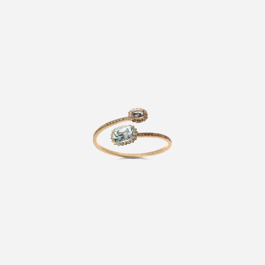 Gems 系列 海蓝宝、黄色蓝宝石18K黄金手环1