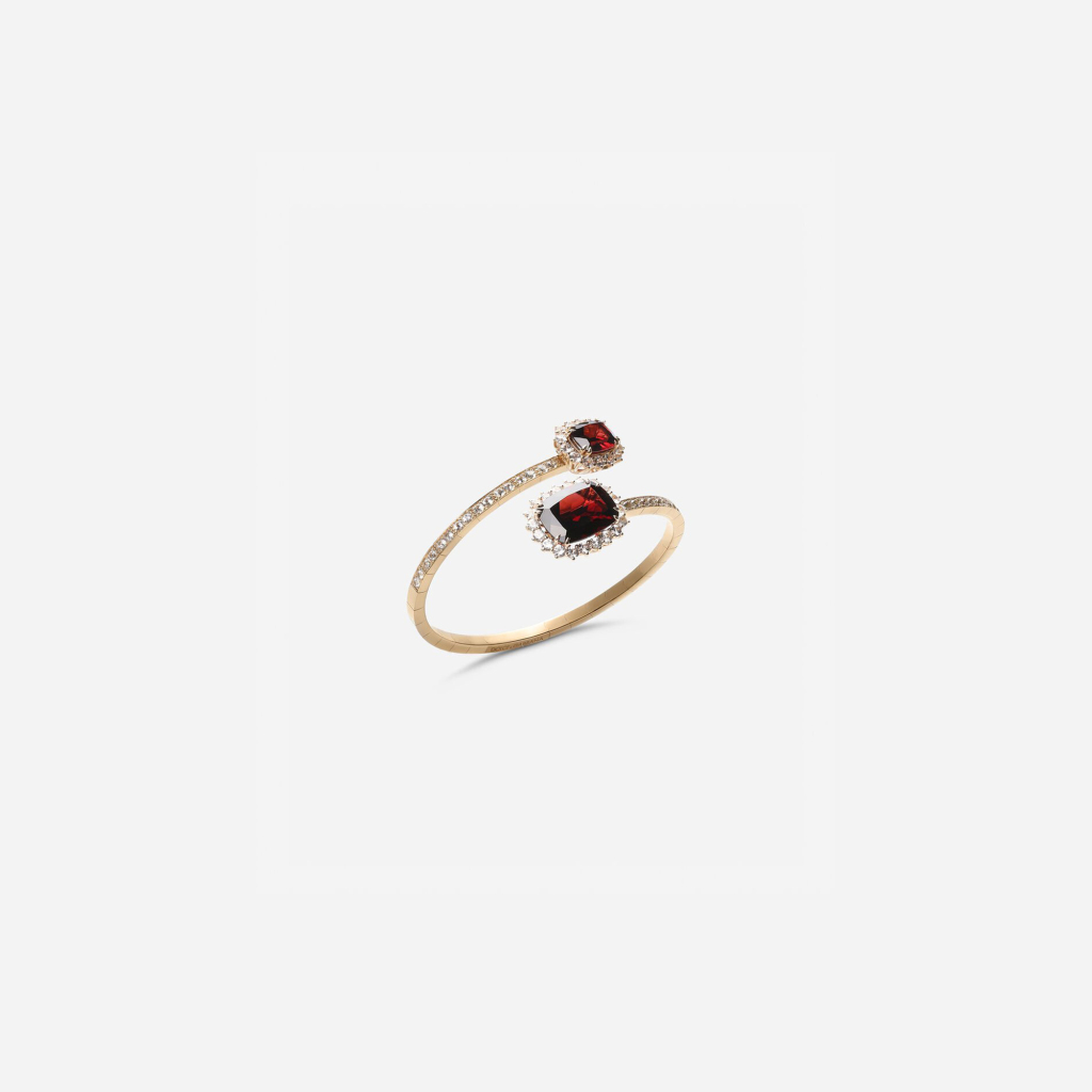 Gems 系列 无色蓝宝石、石榴石18K黄金手环2