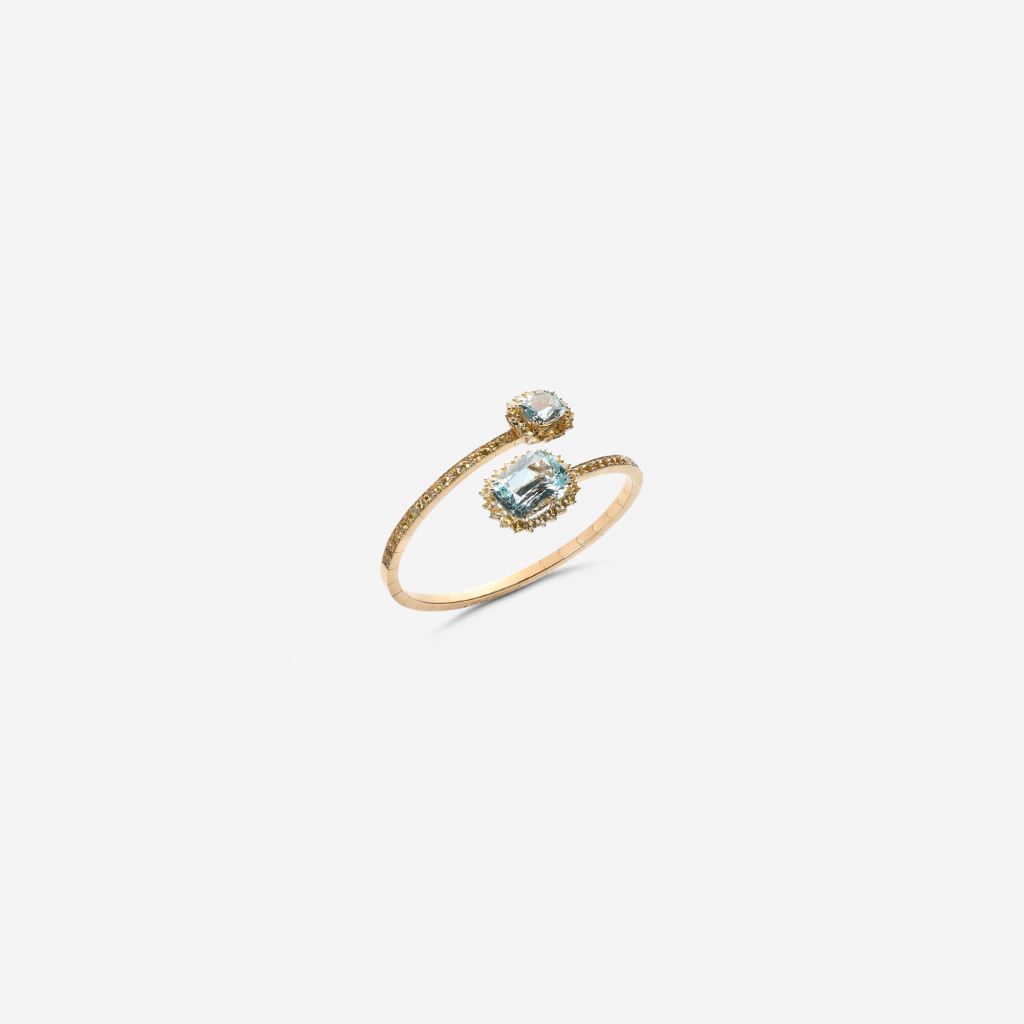 Gems 系列 海蓝宝、黄色蓝宝石18K黄金手环2