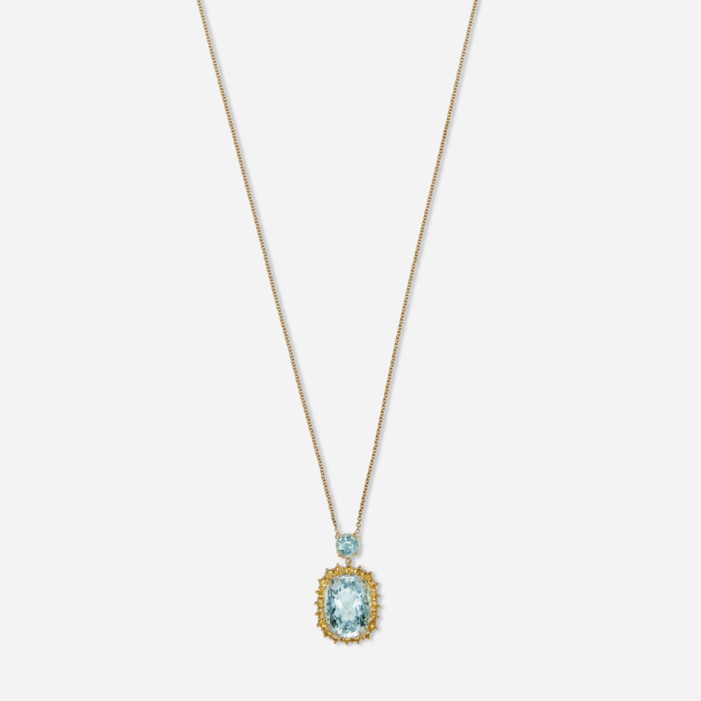 Gems 系列 海蓝宝、黄色蓝宝石18K黄金项链2