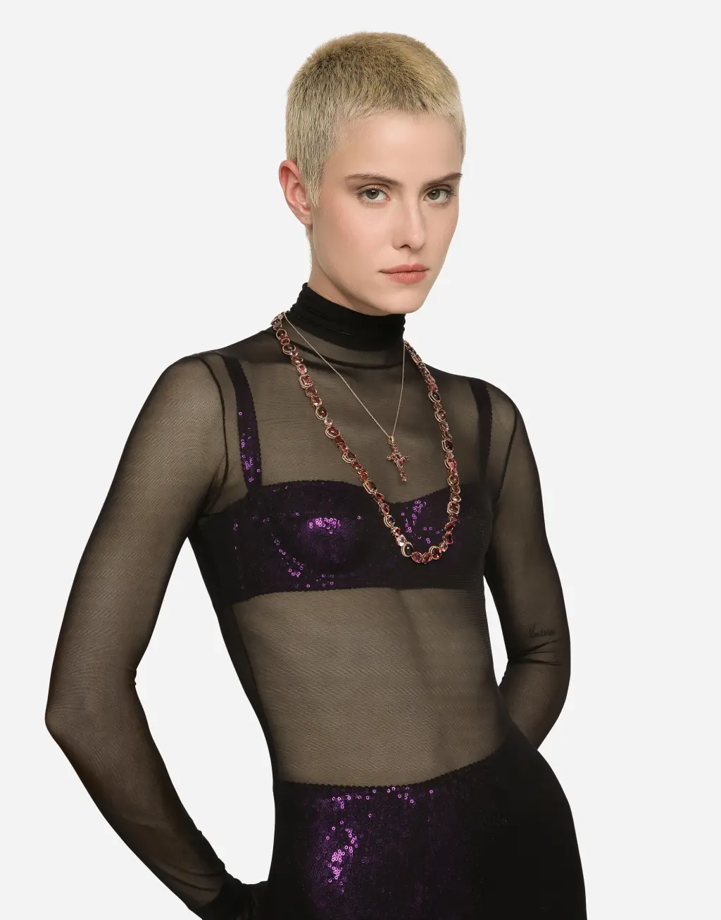 Rainbow Monocolore 系列 粉色碧玺18K红金项链