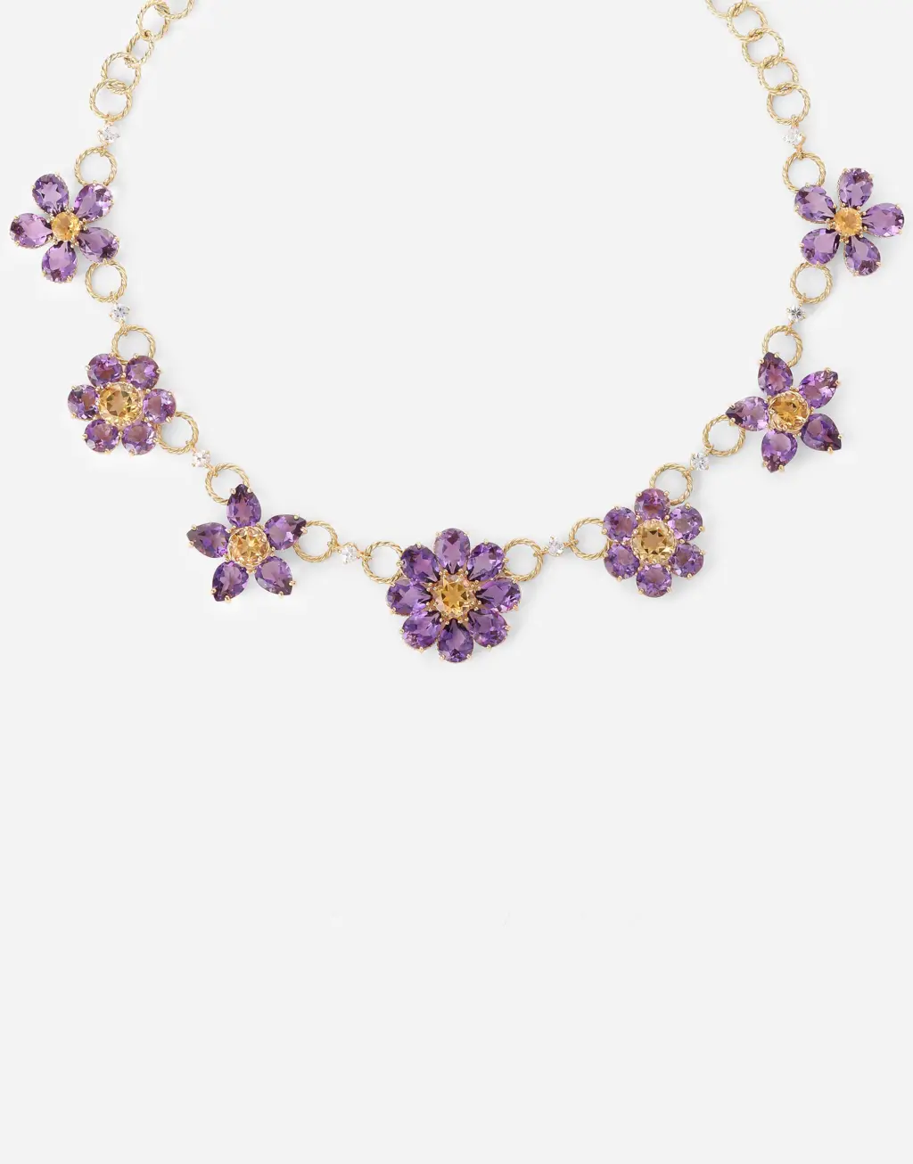 Spring 系列 紫水晶花卉装饰18K黄金项链