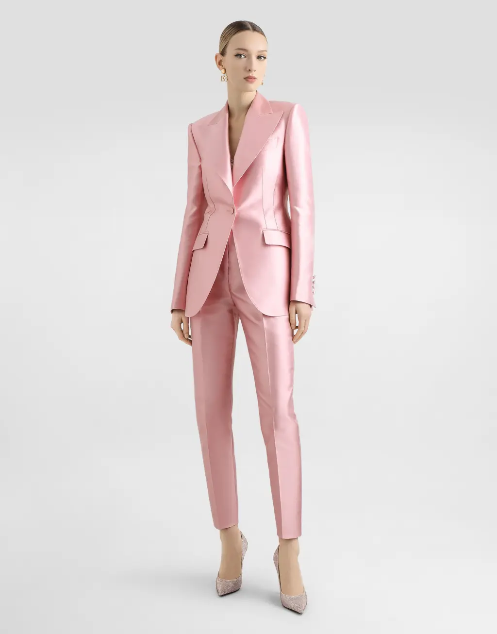 真丝山东绸单排扣夹克