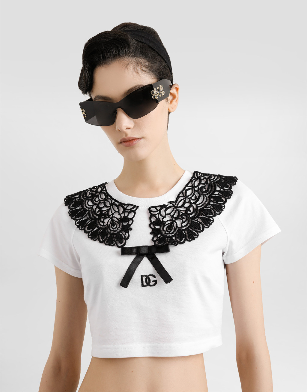 蝴蝶结与 Macramé 蕾丝装饰平纹针织 T 恤4
