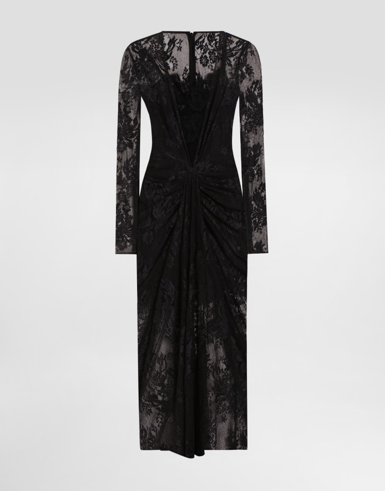 【蕾丝裙】花卉蕾丝长袖连衣裙