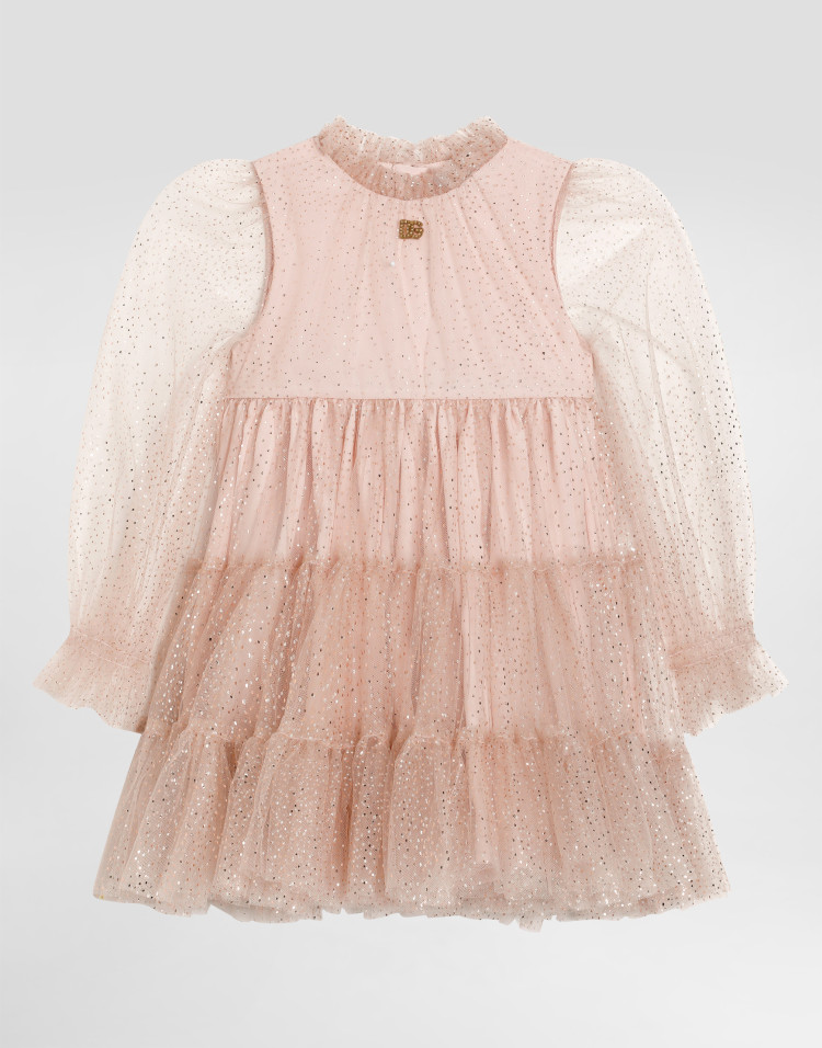 波点印花薄纱连衣裙