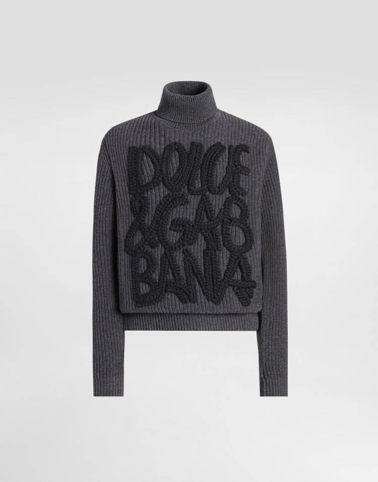 刺绣羊毛高领衫