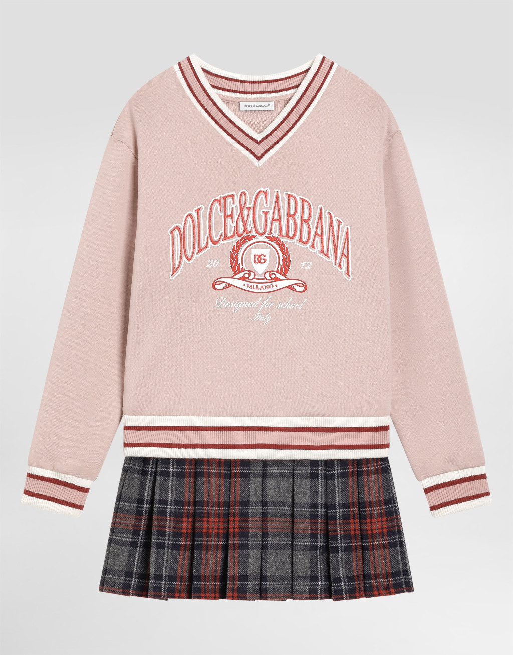 Dolce&Gabbana 印花格子呢与抓绒连衣裙1