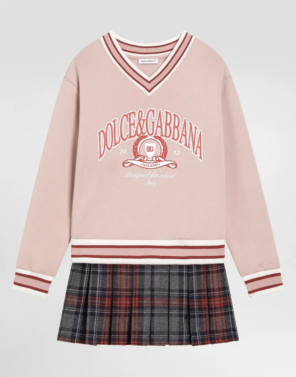 Dolce&Gabbana 印花格子呢与抓绒连衣裙