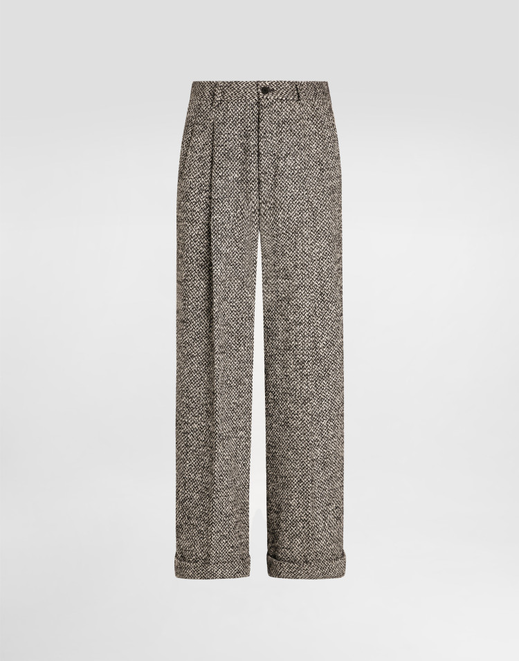 斑点羊毛混纺长裤