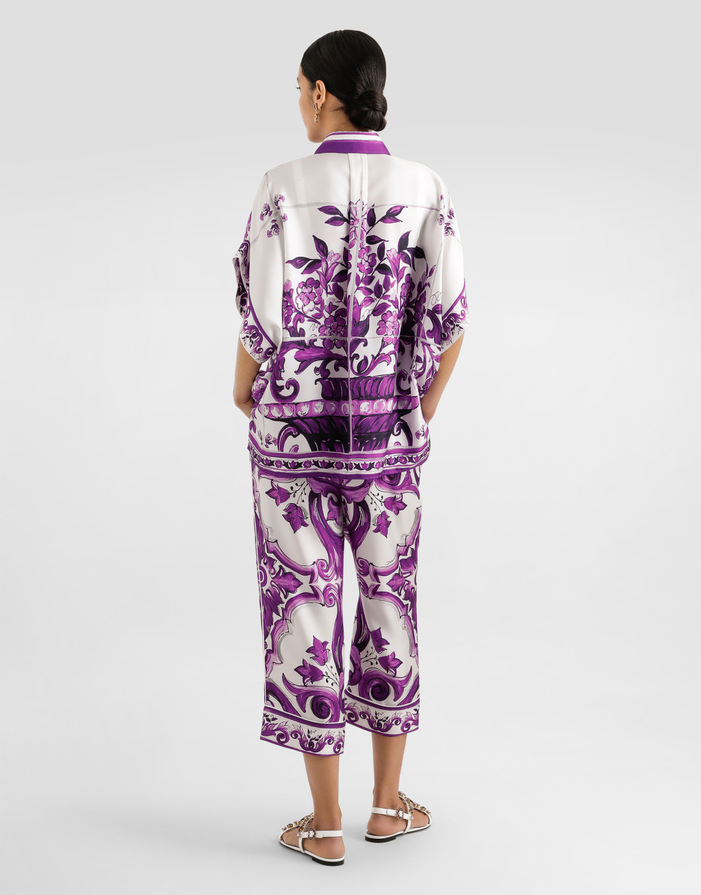 马约利卡印花真丝 Vanity 长裤3