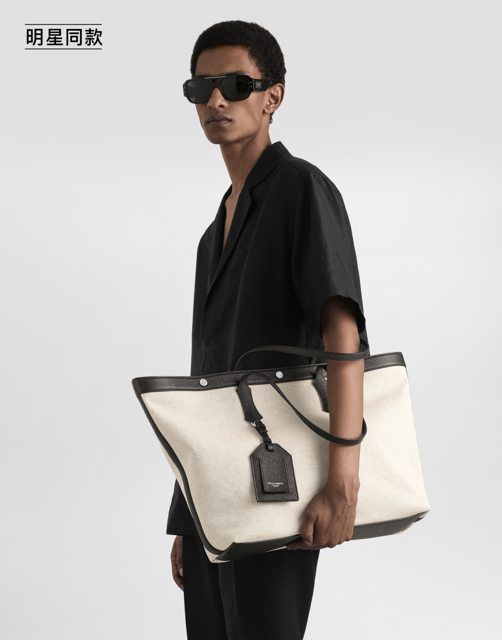 明星同款牛皮革与花灰织物 Atene 购物袋8