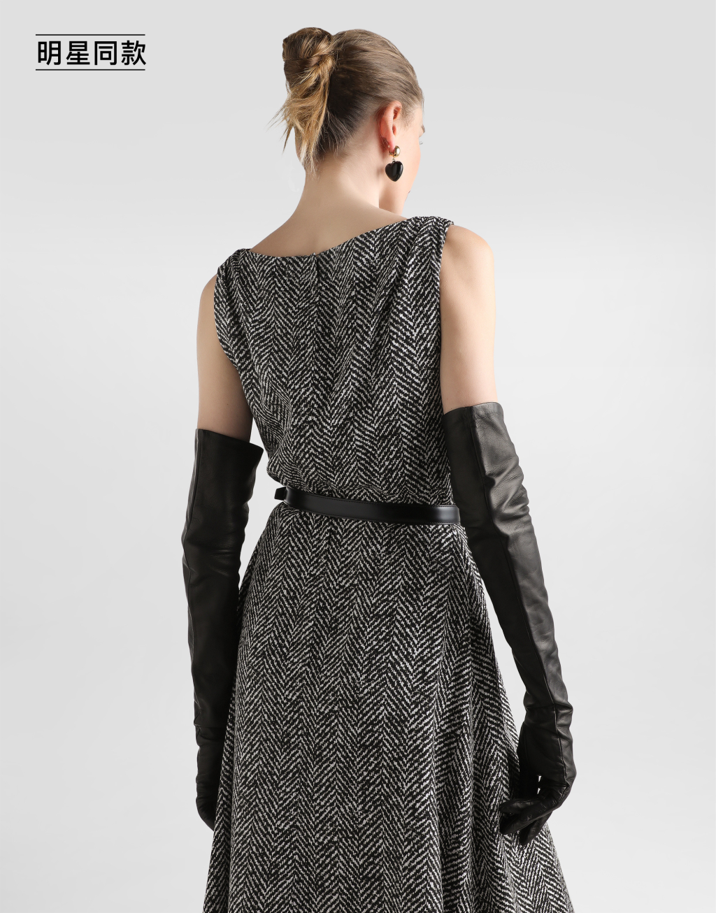 明星同款人字纹印花重磅绉绸连衣裙5