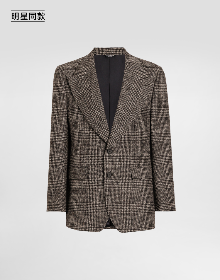 明星同款威尔士亲王格纹单排扣夹克