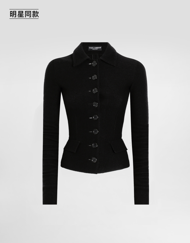 明星同款羊毛呢单排扣夹克