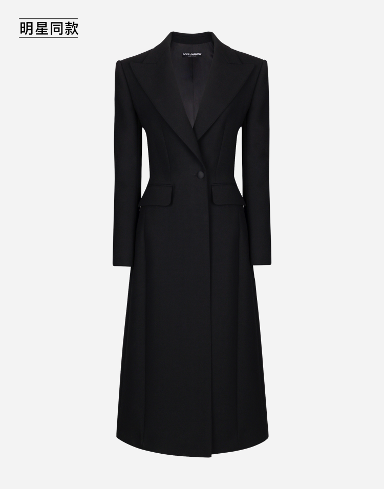 明星同款明星同款羊毛卡迪单排扣长大衣