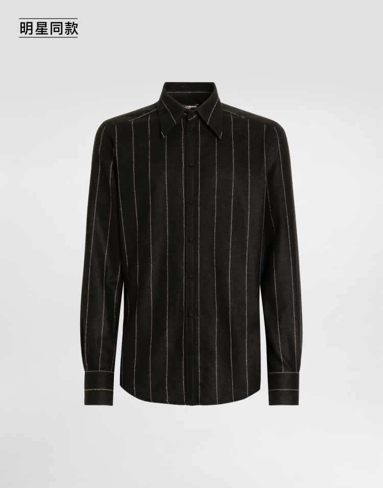 明星同款细条纹法兰绒衬衫