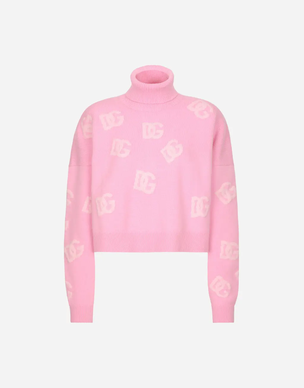 DG 徽标嵌花羊绒短款针织衫