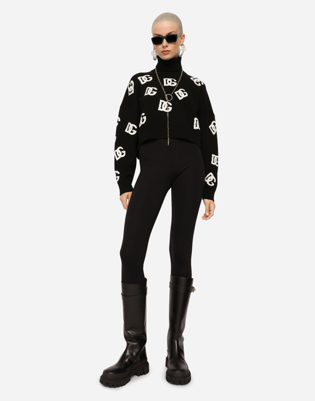 DG 徽标嵌花羊绒短款针织衫5