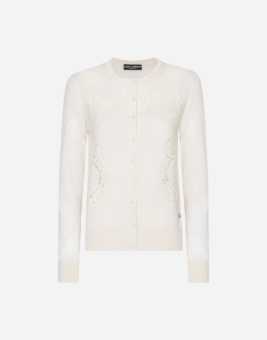 蕾丝嵌花丝绒混纺开衫1