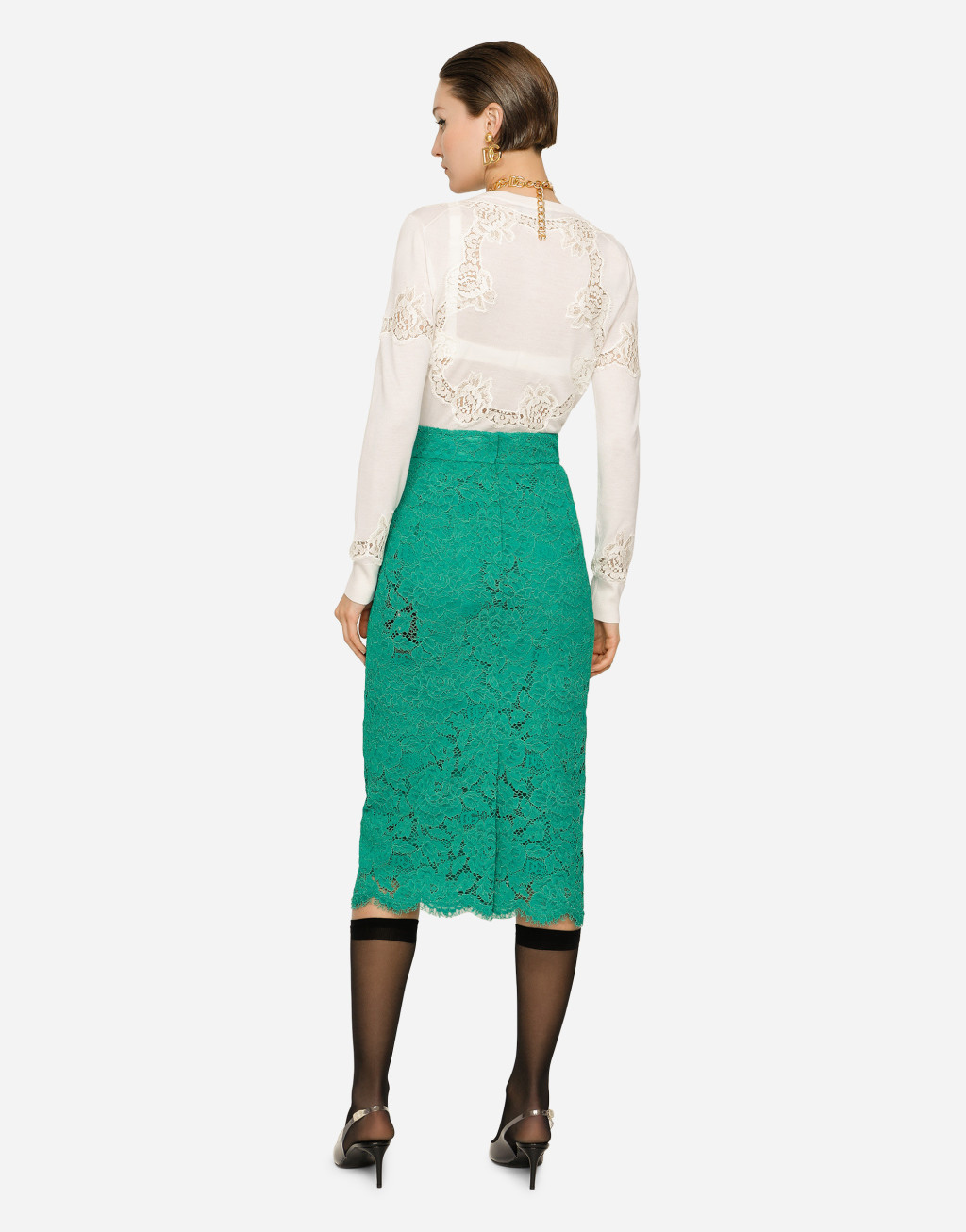 蕾丝嵌花丝绒混纺开衫3