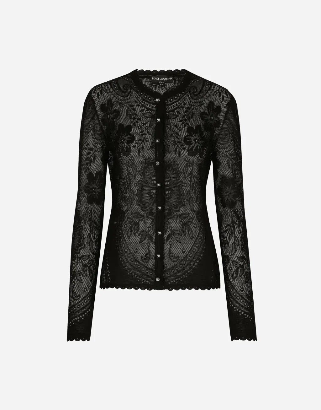 提花蕾丝针织开衫