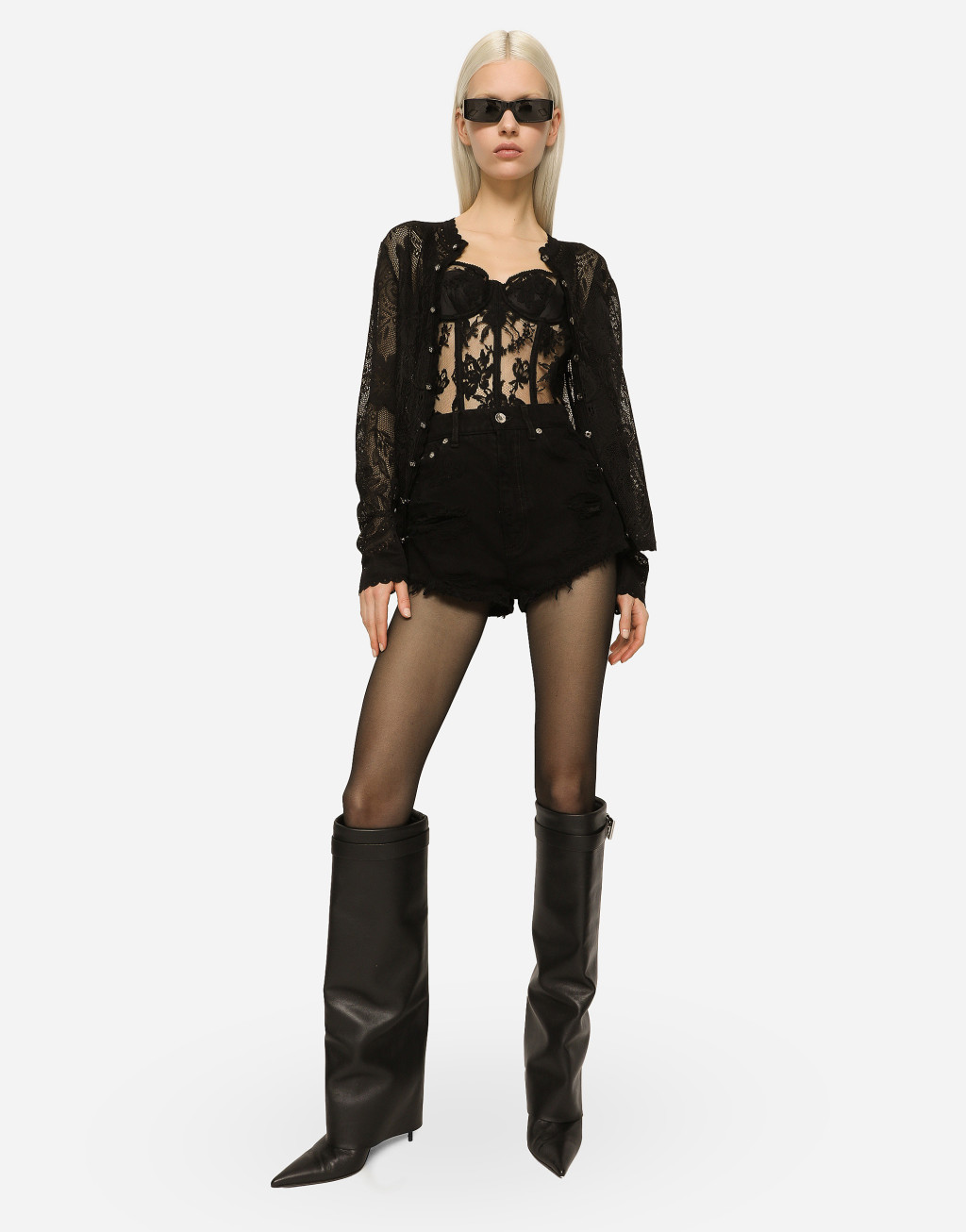 提花蕾丝针织开衫2