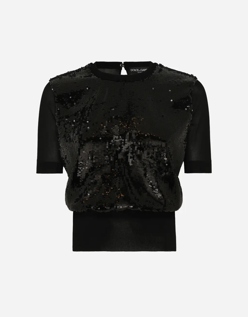 亮片刺绣短袖针织衫